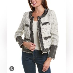 NANETTE NANETTE LEPORE
Fringe-Trim Tweed Cropped Jacket Size Small NWT